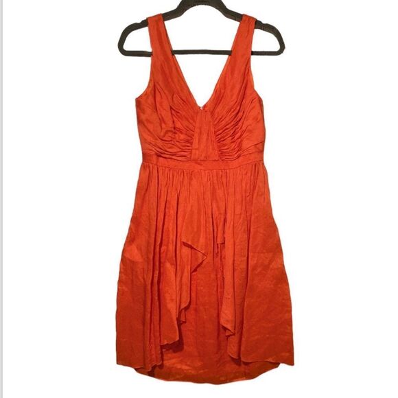 Quillaree Coral Silk Blend Sleeveless Dress - Picture 1 of 12